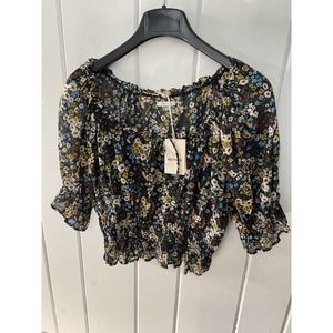 MOTHER The Dollface Cotton Floral Smocked Top Blouse Anthropologie BRAND NEW NWT